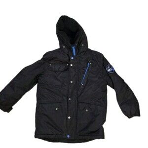 Big Chill Expedition Series Boys Black Hooded Sherpa Lined Winter Coat Dz 10/12
